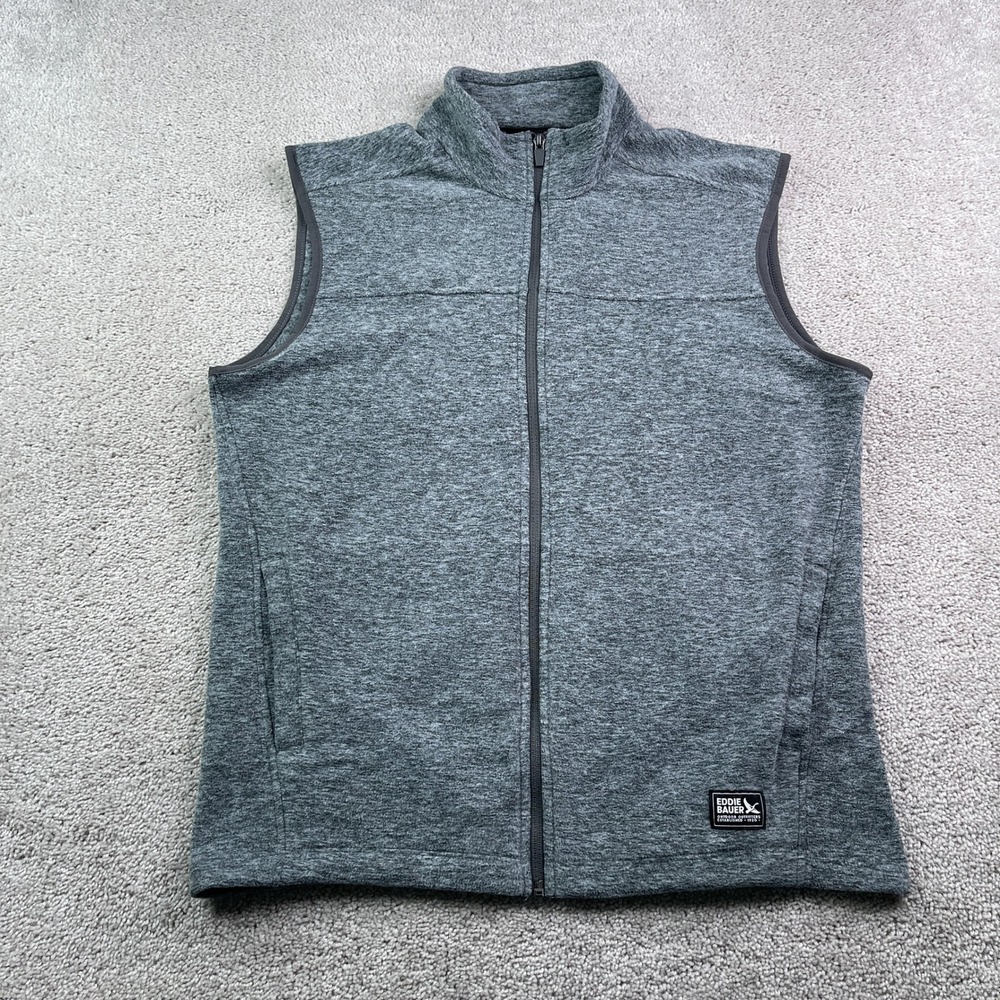Eddie Bauer Vest Mens Medium Gray Fleece Full Zip‎ Lightweight Outdoor Gorpcore